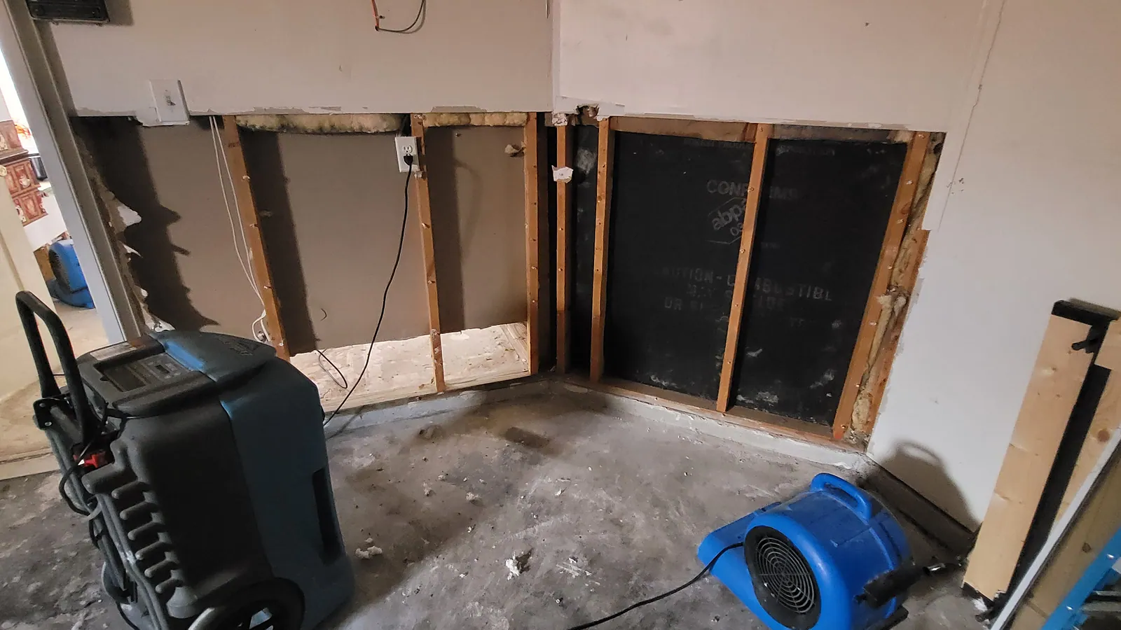 Water Restoration in North Texas, extraction, drying and rebuild.