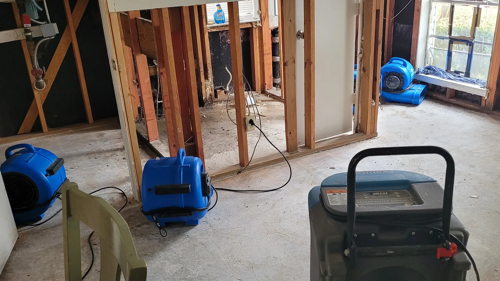 Water Restoration in North Texas, extraction, drying and rebuild.